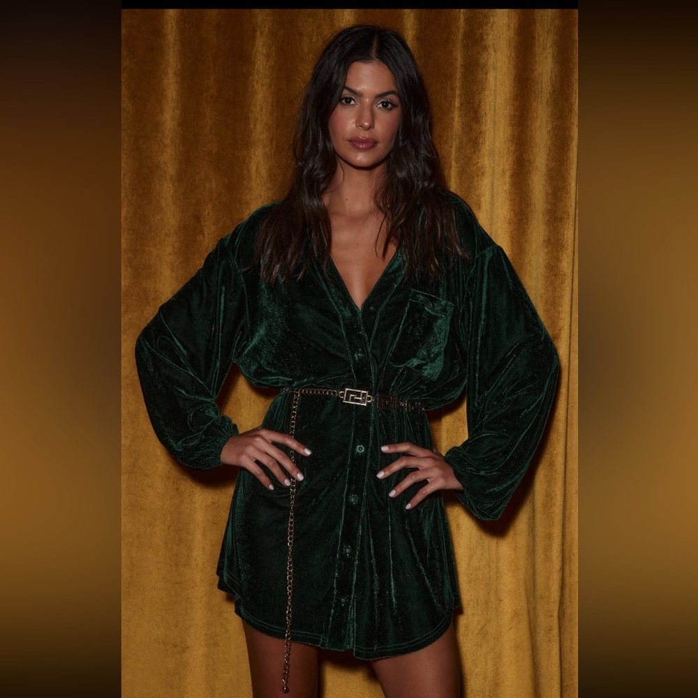 12th Tribe Party Dress - Loretta emerald green velvet mini dress